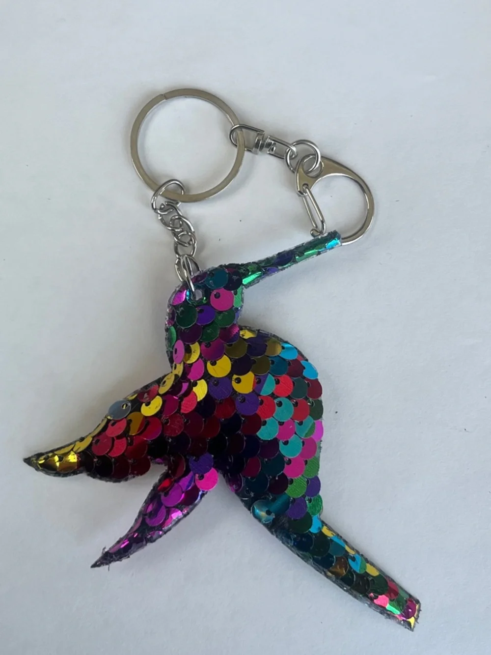 Hummingbird Sequin Keychain Charm - Multicolor Hand Crafted